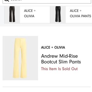 Alice + Olivia Lemon Bootcut Trousers